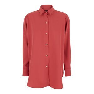 Plain Women Red Shirt With Classic Collar And Button Closure In Fabric Woman
